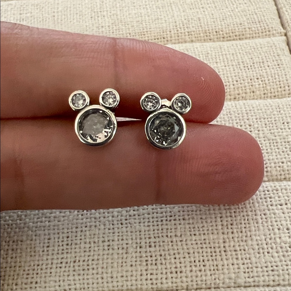 STERLING SILVER MICKEY MOUSE CUBIC ZIRCONIA STUDS